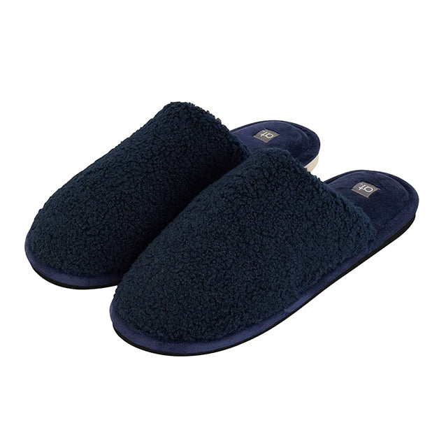 Navy Cosy Sherpa Slippers - Men's M/L