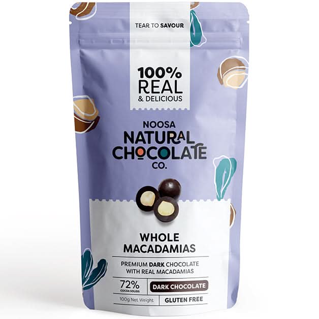 Noosa Natural Chocolate Co. Dark Chocolate Macadamias 100g (V)(GF)