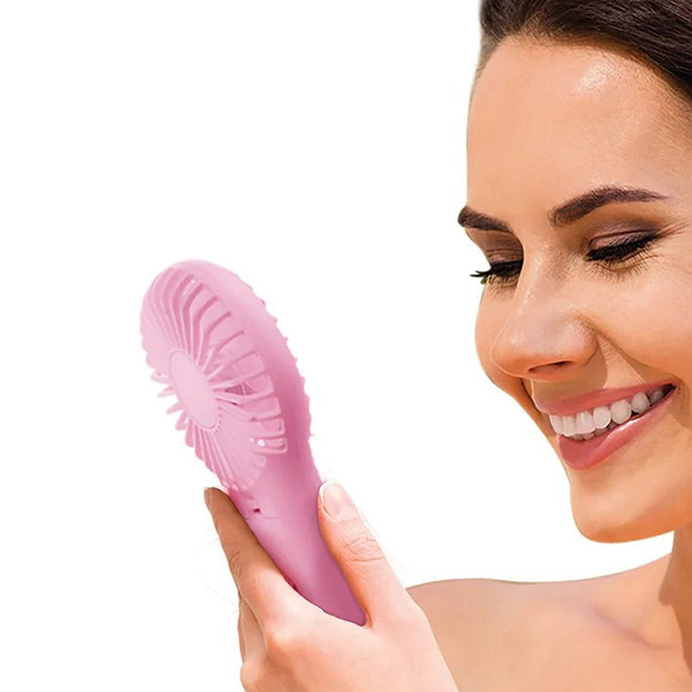 Portable Hand Held Fan with Clip - Pink or White