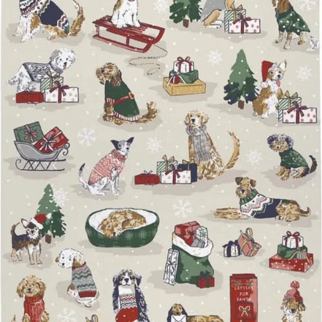 Merry Mutts Christmas Tea Towel