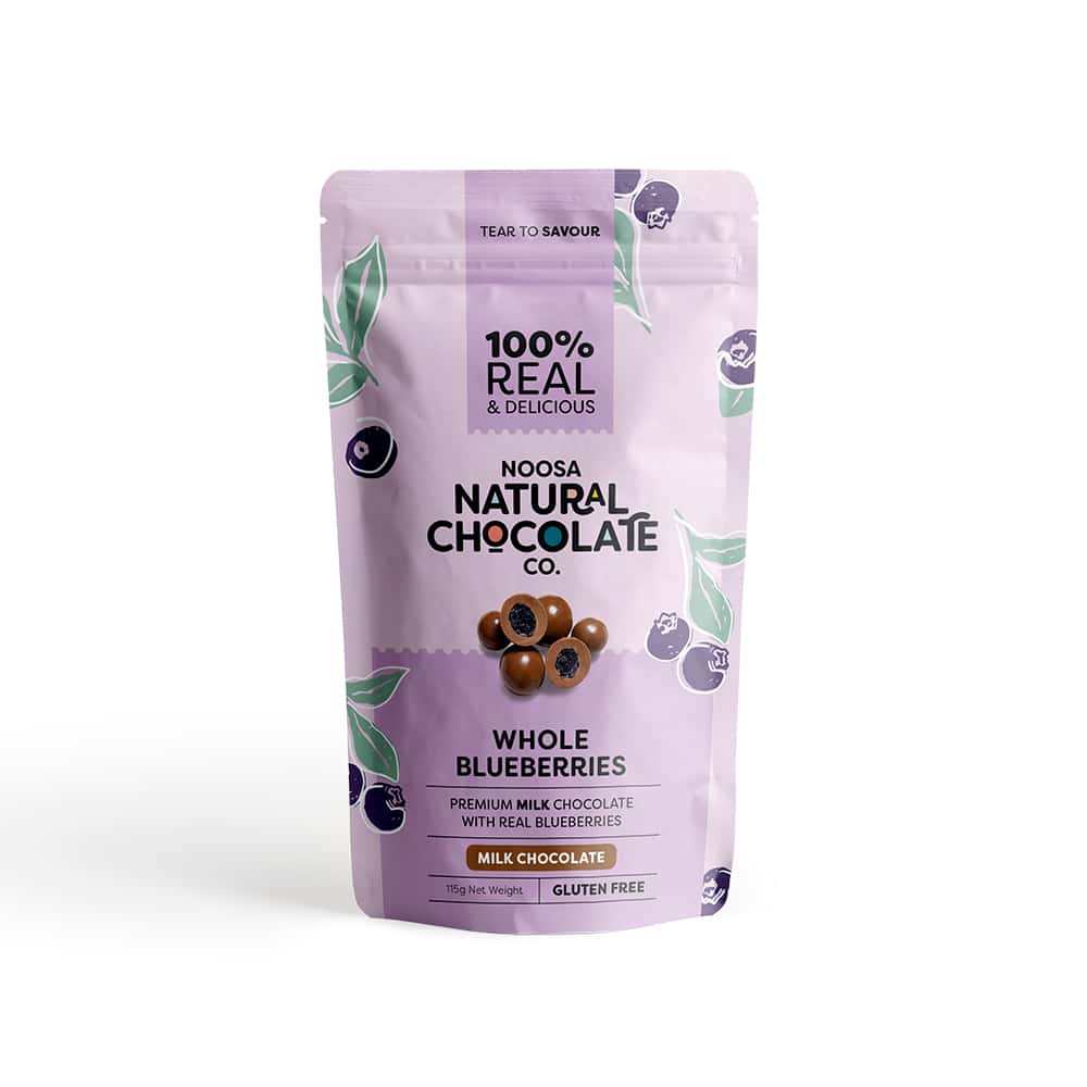 Noosa Natural Chocolate Co. Milk Chocolate Blueberries 100g