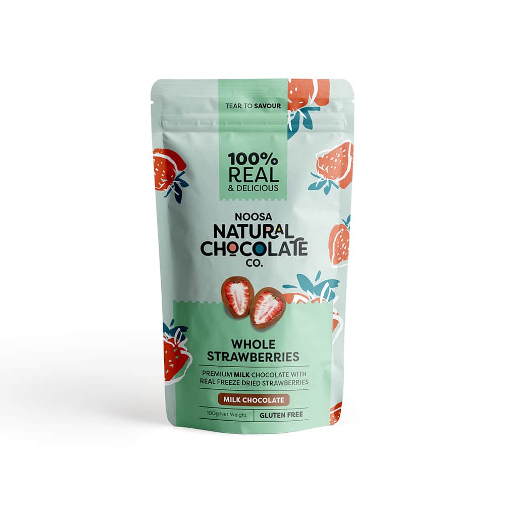 Noosa Natural Chocolate Co. Milk Chocolate Strawberries 100g