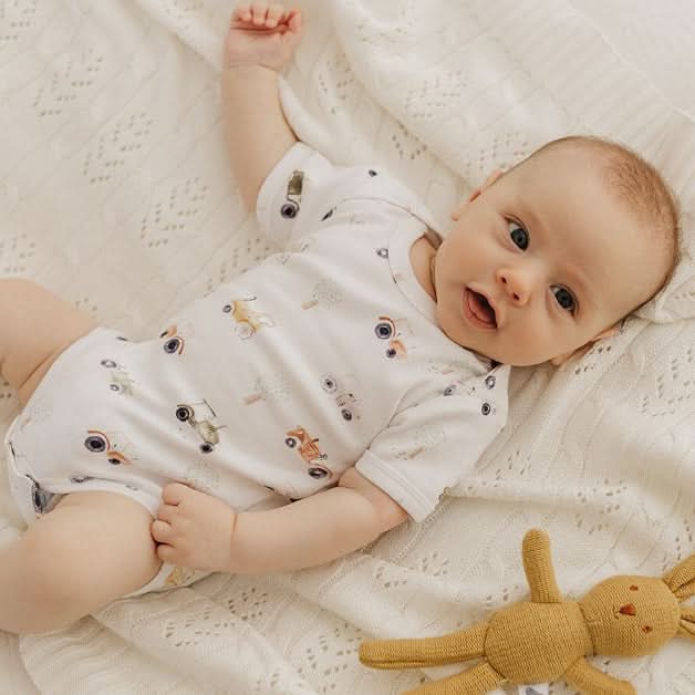 Emotion & Kids Short Sleeve Tractor Print Bodysuit 0-3