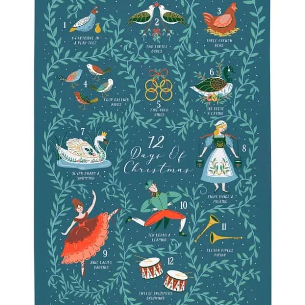12 Days of Christmas Tea Towel