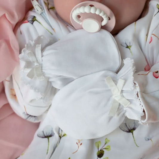 Emotion & Kids 100% Cotton White Mittens x 2 pairs