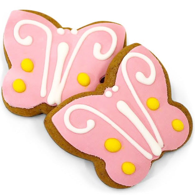 Handmade Honeybread Iced Biscuit - Pink Butterfly x 2