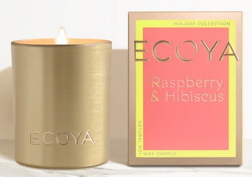ECOYA Holiday Collection Raspberry & Hibiscus Soy Wax Candle