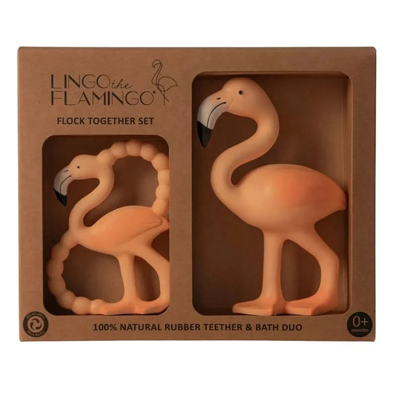 Lingo the Flamingo flock together Teething Set